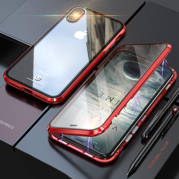 Photo1: Iphone Magnetic Metal Glass Phone Case  (1)